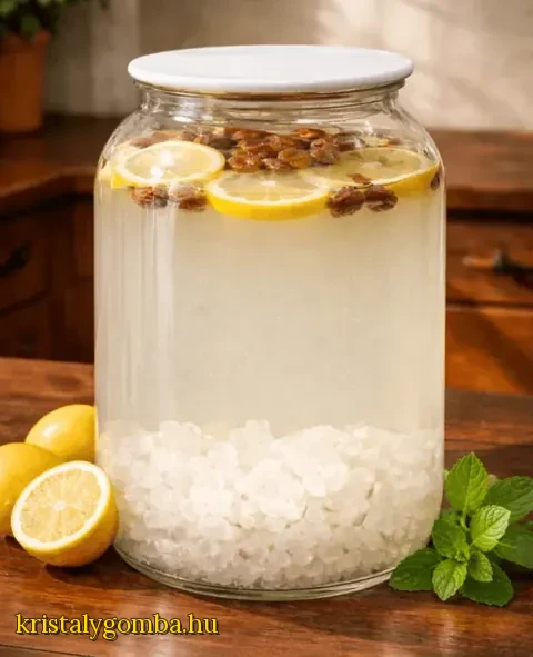Zubereitung von Kristallpilz im Einmachglas – hausgemachte Fermentation